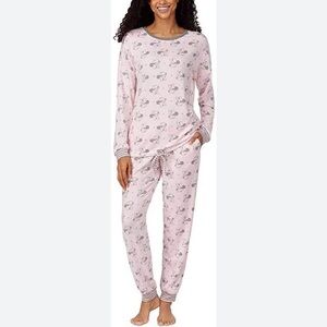 Womens Disney Minnie Mouse Pajamas Pants Shirt Set Pink